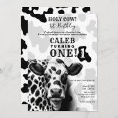 なんてこった!白黒の国1 1歳の誕生日 招待状 (正面/裏面)