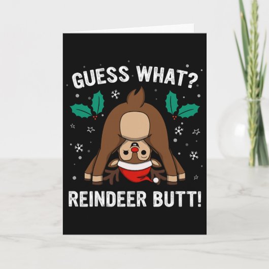なんてこった 鹿の尻尾 メンズ＆ボーイズ 面白い ダサい クリスマス カード (正面)