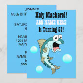 なんてこった、55歳の誕生日おめでとう 面白い魚 招待状 (正面/裏面)