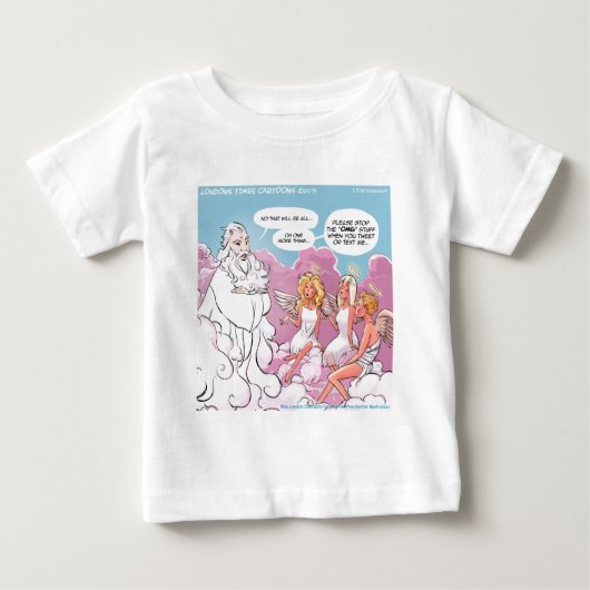 なんてこった (OMG) 天使のテキスト 楽しい ベビーTシャツ (正面)