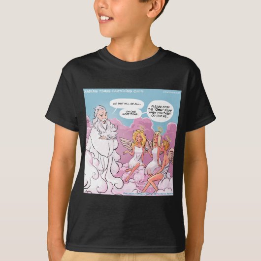 なんてこった (OMG)天使のテキスト 楽しい Tシャツ (正面)