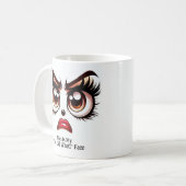 なんてやったの？ 目が派手な面白い顔 コーヒーマグカップ (正面左)