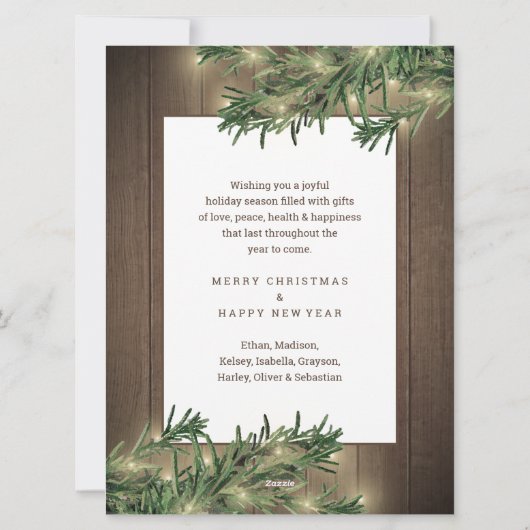 なんて一年だ!オーバーサイズのフォトコラージュウッド&ライト シーズンカード (裏面)