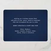 なんて一年だ！ネイビーブルー12フォトコラージュ&キャプション 箔シーズンカード (裏面)