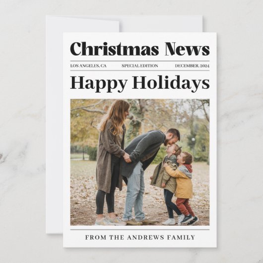 なんて一年だ！家族写真クリスマス新聞 シーズンカード (正面)