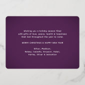 なんて一年だ！紫色の12フォトコラージュとキャプション 箔シーズンカード (裏面)