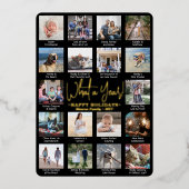 なんて一年だ!黒18枚の写真のコラージュとキャプション 箔シーズンカード (正面)