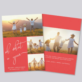 なんて一年の赤いメリークリスマス写真の休日 シーズンカード