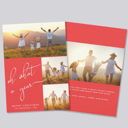 なんて一年の赤いメリークリスマス写真の休日 シーズンカード