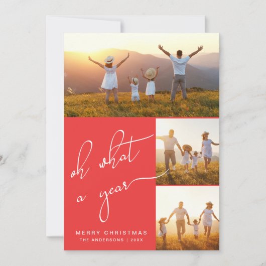 なんて一年の赤いメリークリスマス写真の休日 シーズンカード (正面)