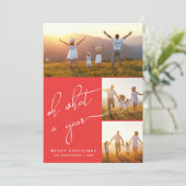 なんて一年の赤いメリークリスマス写真の休日 シーズンカード (スタンド正面)