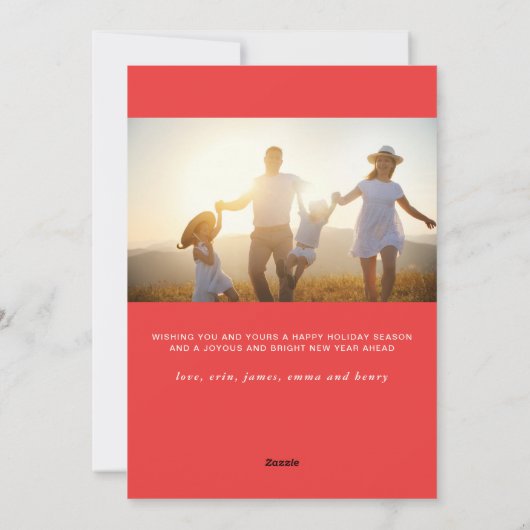 なんて一年の赤いメリークリスマス写真の休日 シーズンカード (裏面)
