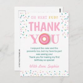 なんて楽しいドーナツ誕生日パーティーありがとう ポストカード