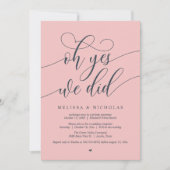 「なんて素敵なの！私たち、現代風の小さな式を挙げたのよ！」 招待状 (正面)