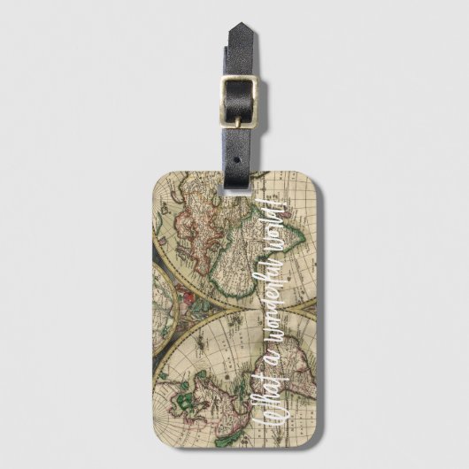 なんて素晴らしい世界だろう！ヴィンテージ世界地図 ラゲッジタグ (正面縦)