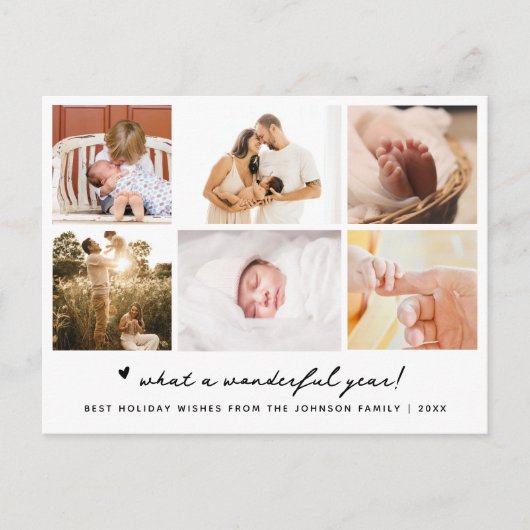 なんて素晴らしい年シンプルの6フォトシックなスクリプト シーズンポストカード (正面)