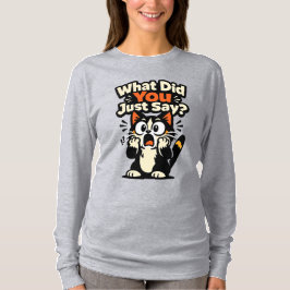 なんて言ったの? - 驚きの目をした猫 Tシャツ