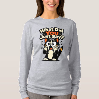 なんて言ったの? - 驚きの目をした猫 Tシャツ