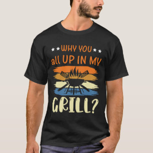 なんでそんなに僕のグリルに興味あんの?面白いBBQバーベキューお父さんデザイン Tシャツ
