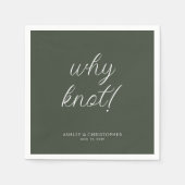 なんで結び目！タイポグラフィミニマルックのモスグリーンカクテル スタンダードカクテルナプキン (正面)