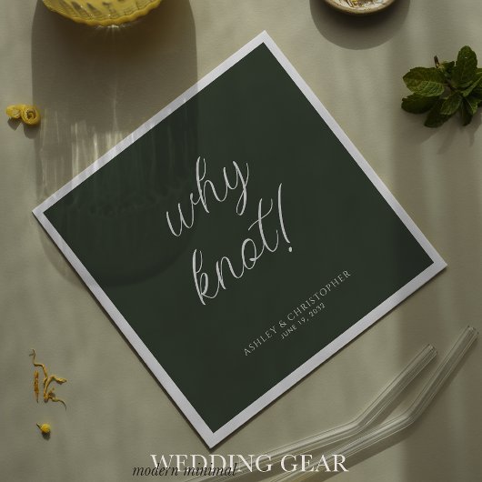 なんで結び目！タイポグラフィミニマルックのモスグリーンカクテル スタンダードカクテルナプキン