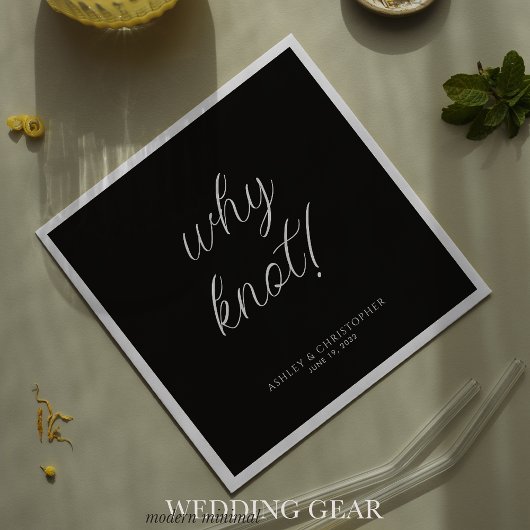 なんで結び目!タイミニマルポグラフィック黒カクテル スタンダードカクテルナプキン