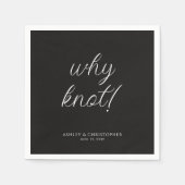 なんで結び目!タイミニマルポグラフィック黒カクテル スタンダードカクテルナプキン (正面)