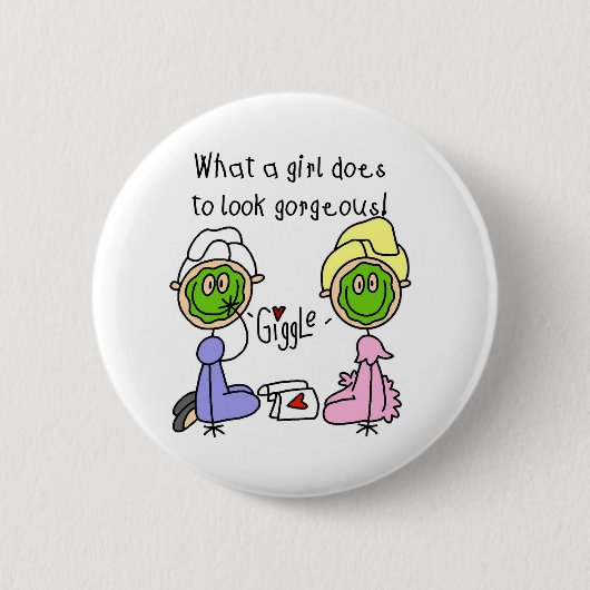 なんと女の子豪華に見るためにするか! ボタン 缶バッジ (正面)