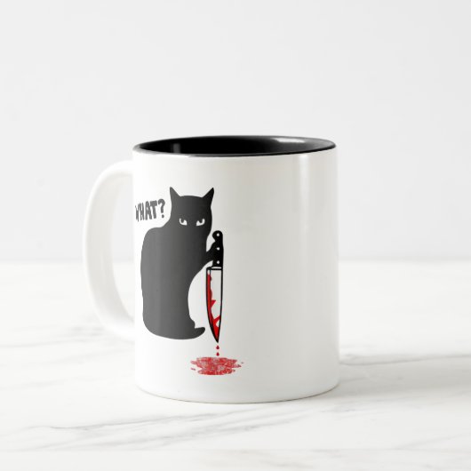 なんと殺意のある猫がナイフを持って面白いハロウィーンC ツートーンマグカップ (正面左)