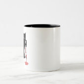 なんと殺意のある猫がナイフを持って面白いハロウィーンC ツートーンマグカップ (中央)