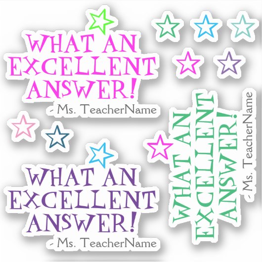 「なんと素晴らしい答え!」 +教育者の名前 シール (正面)