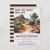 なんと西が一つだったか。カウボーイテーマファースト誕生日 招待状 (正面/裏面)