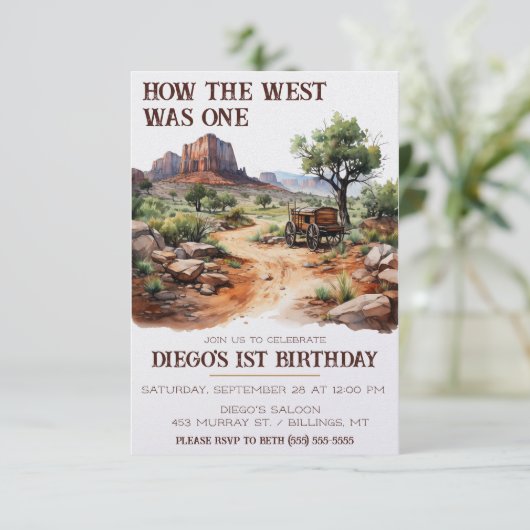 なんと西が一つだったか。カウボーイテーマファースト誕生日 招待状 (スタンド正面)