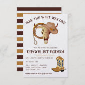 なんと西が一つだったか。カウボーイファーストロデオ誕生日 招待状 (正面/裏面)