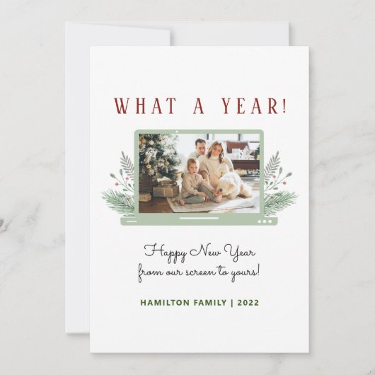 なんと1年だ!シンプルCovid新年フォトホリデー (正面)