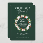 なんと1年だ！トイレ紙フェスティバルリースグリーン シーズンカード (正面/裏面)