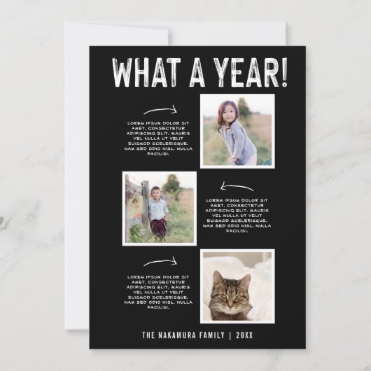 なんと1年だ！家族のニュースレター新年6枚写真 シーズンカード (正面)