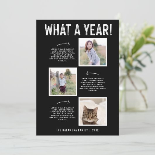 なんと1年だ！家族のニュースレター新年6枚写真 シーズンカード (スタンド正面)