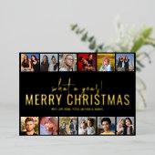 なんと1年だ！12フォトコラージュ |クリスマス 箔シーズンカード (立ち正面)