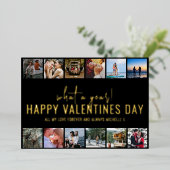 なんと1年だ!12フォトコラージュ |バレンタインデー 箔シーズンカード (立ち正面)