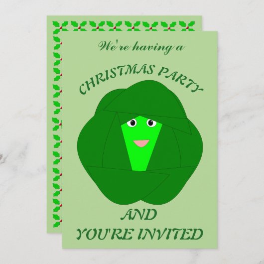 におい立つクリスマス ブリュッセル スプラウト カスタム招待状 招待状 (正面/裏面)