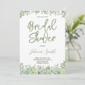 ～における多肉的およびユーカリの緑のブライダルシャワー 招待状 (スタンド正面)