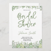 ～における多肉的およびユーカリの緑のブライダルシャワー 招待状 (正面/裏面)
