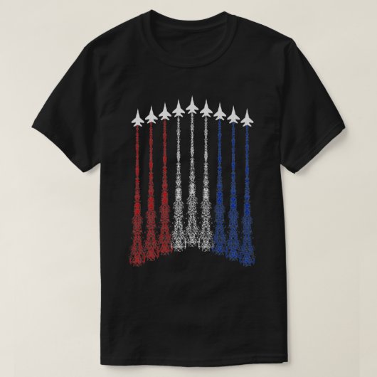 ~における7月ジェット戦闘機赤白青の4番目 Tシャツ (デザイン正面)
