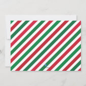 にぎやかな赤と緑のストライプの誕生発表写真 案内状 (裏面)