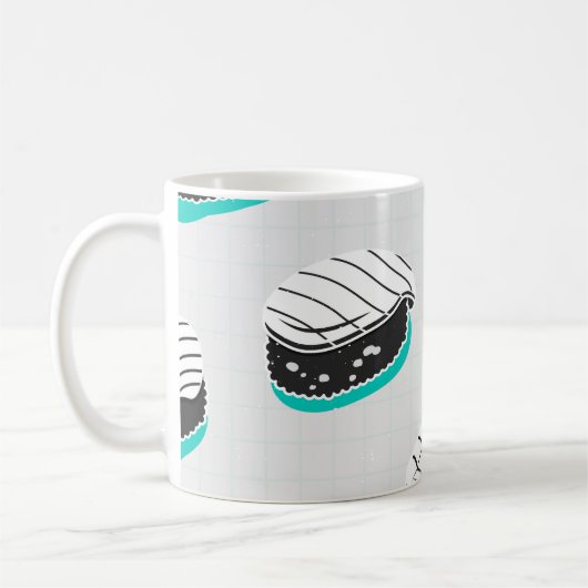 にぎり寿司ネオンヴィンテージ。 コーヒーマグカップ (左)