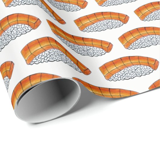 にぎり鮭のすし食日本のべ日本 ラッピングペーパー (ロールコーナー)