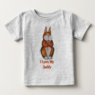 にこにこした可愛い茶色のウサギの絵 ベビーTシャツ