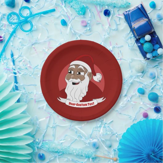 にこにこした黒サンタクロースの漫画 ペーパープレート (パーティー)