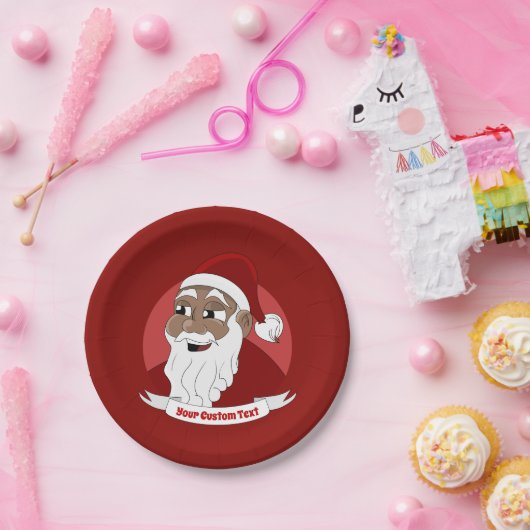 にこにこした黒サンタクロースの漫画 ペーパープレート (パーティー)